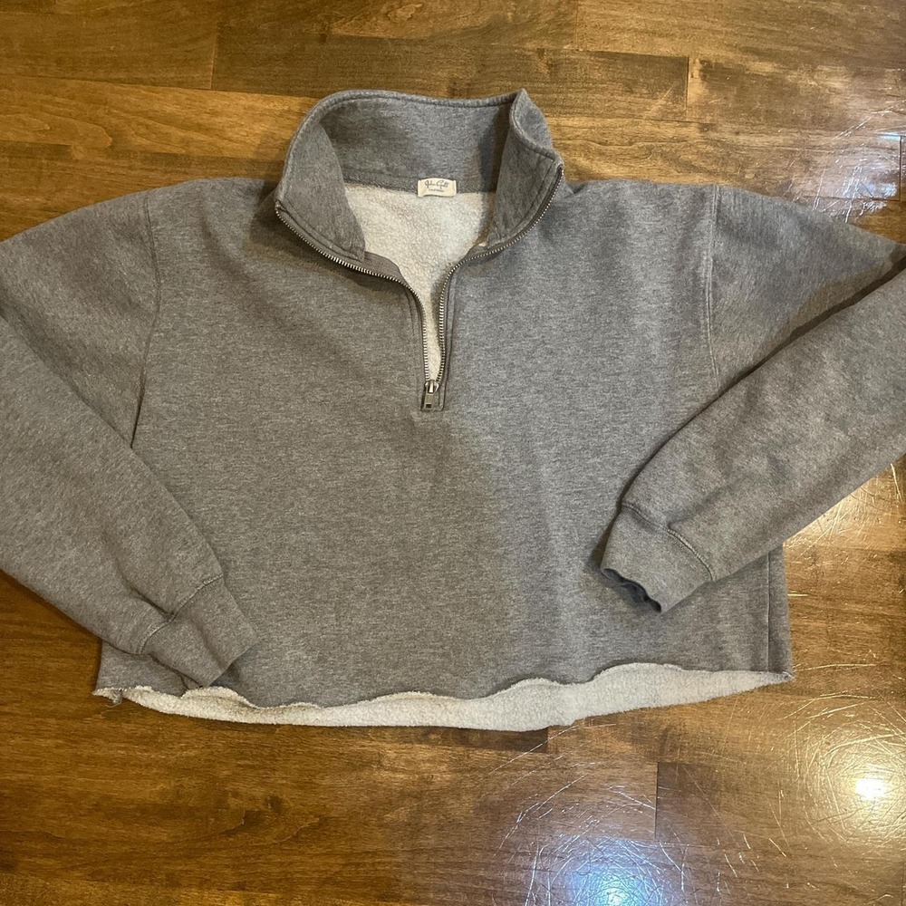 Quarter zip cotton John Galt breathable cropped comfort streetwear y2k - Picture 1 of 5